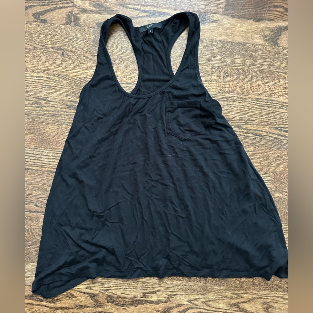 Tart Black Tank Top – Soft Stretchy, Trapeze Shape – Size S, HOT DEAL